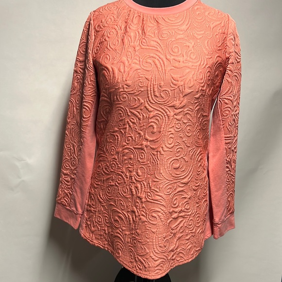 IsaacMizrahiLive! Quilted Pullover Sweater Burnt Peach Medium NWOT - Picture 1 of 8